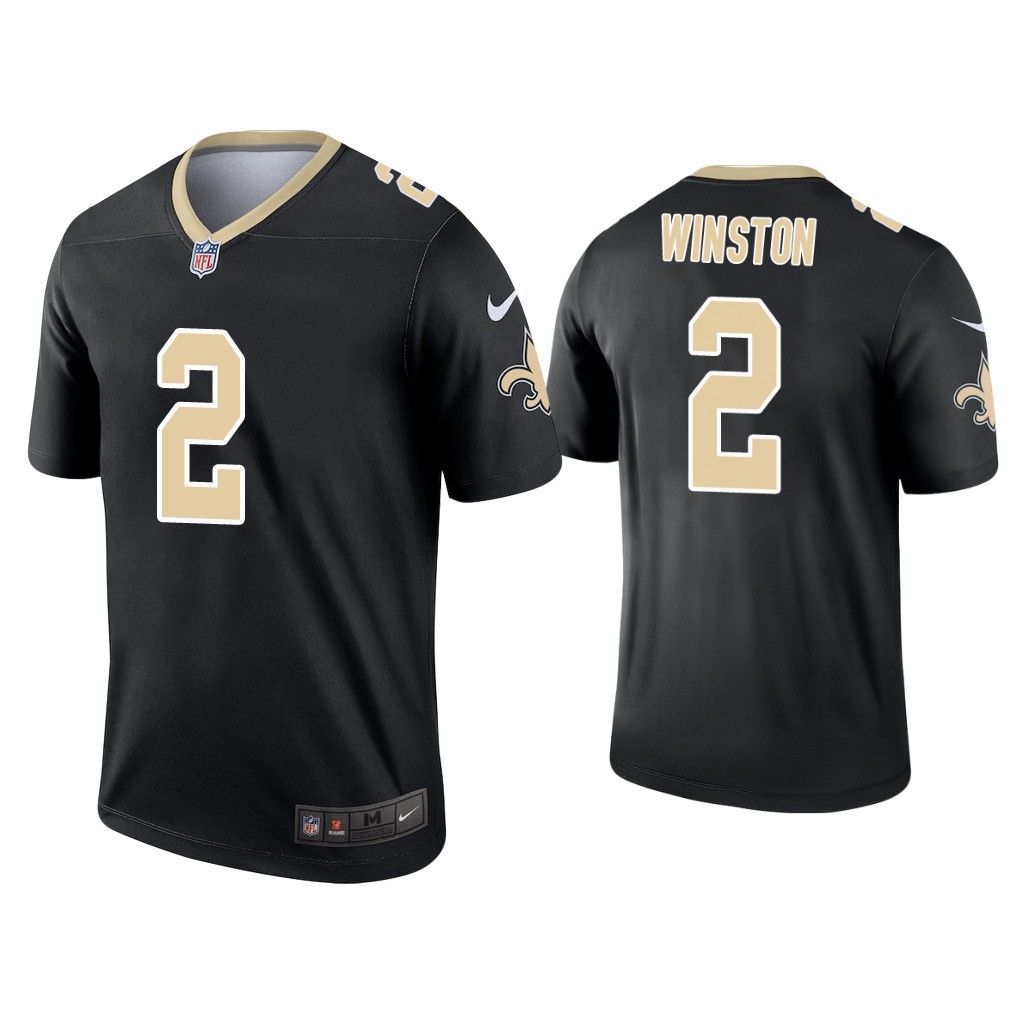 Men New Orleans Saints #2 Jameis Winston Nike Black Inverted Legend NFL Jersey
